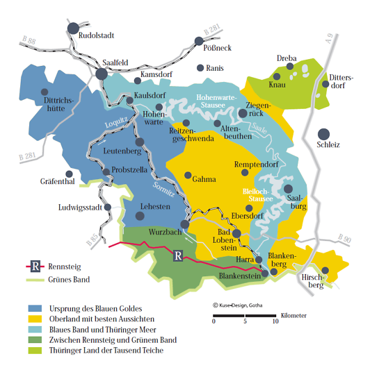 Grafik der fünf Landschaften im Naturpark