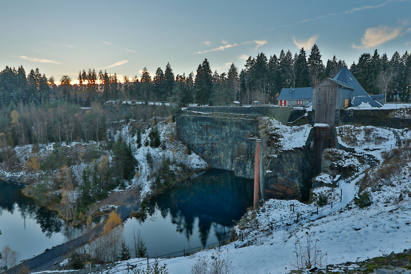 Schieferpark Lehesten im Winter mit Schnee